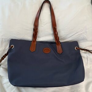 Dooney & Bourke Navy Nylon Tote with Braided Leather Straps